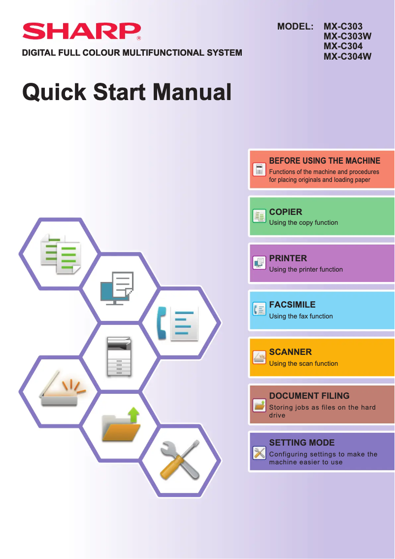 Page n°1 - Guide de démarrage rapide Sharp MX-C304WH
