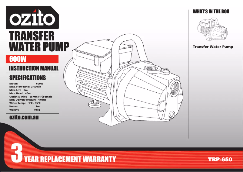Página 1 del manual Manual de usuario Ozito TRP-650