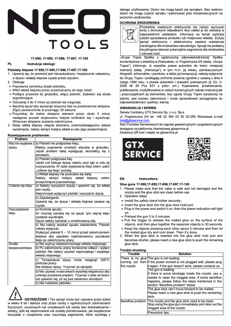 Page 1 de la notice Manuel utilisateur Neo 17-095