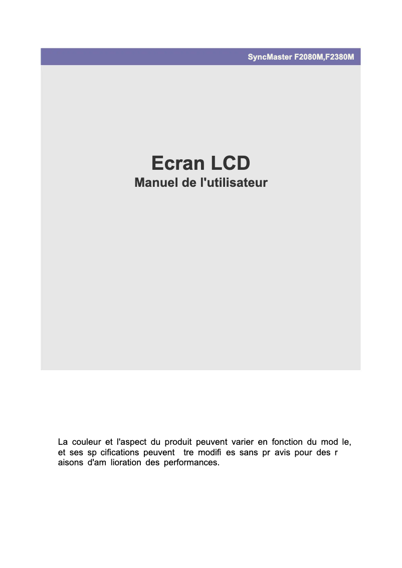 Image de la première page du manuel de l'appareil F2080M