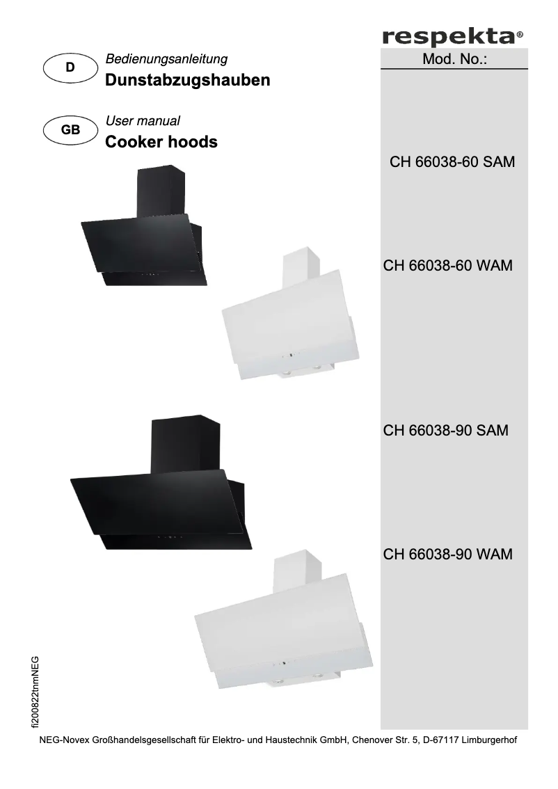 Page n°1 - Manuel utilisateur Respekta CH66038-90 W