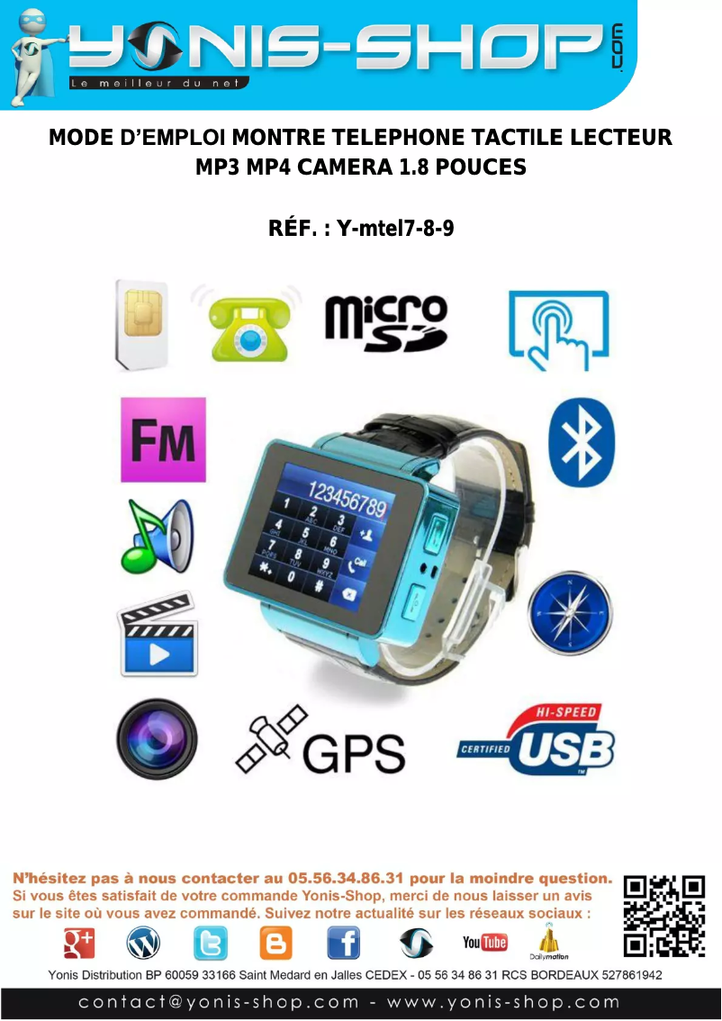 Page n°1 - Manuel utilisateur Yonis Y-MTEL9