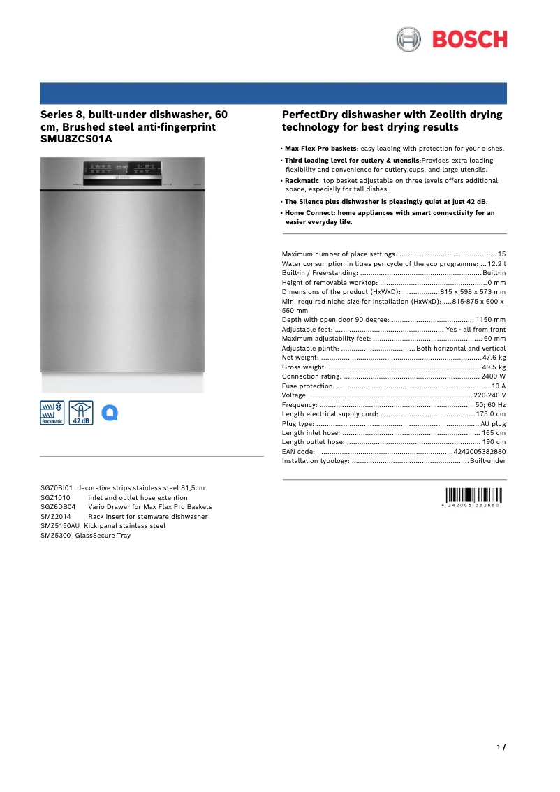 Página 1 del manual Ficha técnica Bosch SMU8ZCS01A