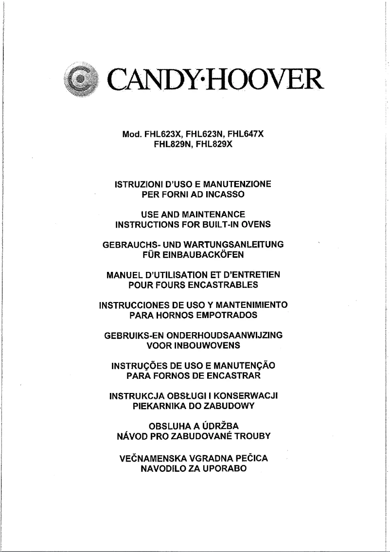 Page n°1 - Manuel utilisateur Candy FHL 647 X