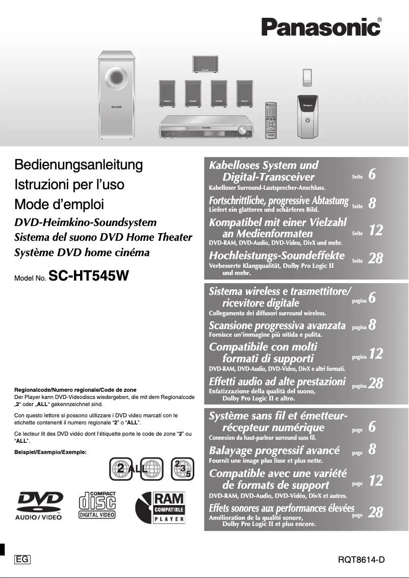 Imagen de la primera página del manual del dispositivo SC-HT545W
