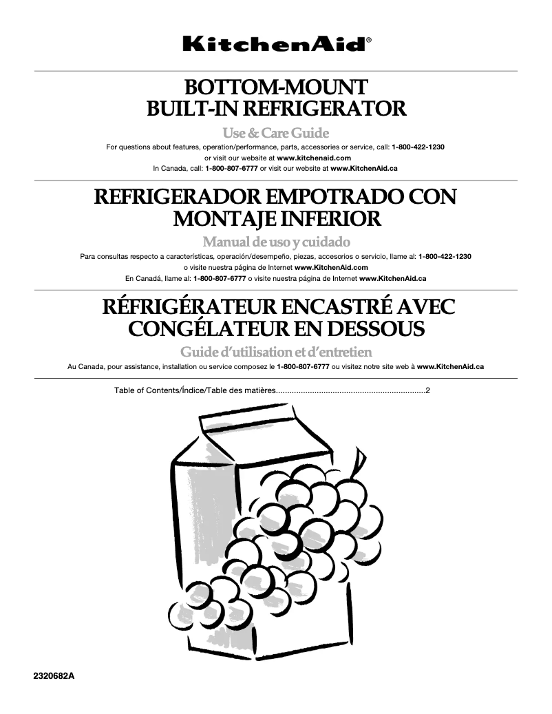 Página 1 del manual Manual de usuario KitchenAid KBLO36FTX