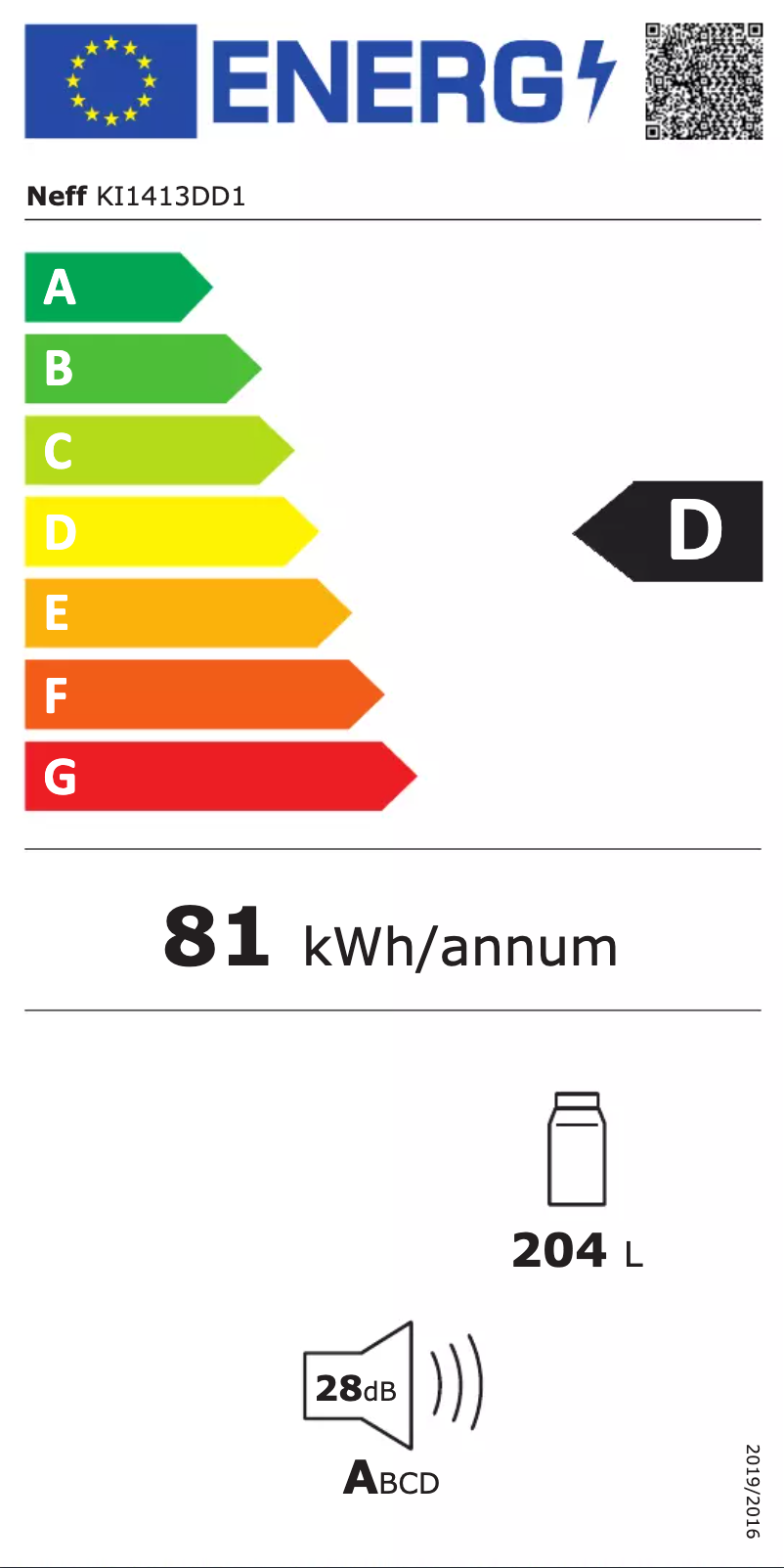 Page n°1 - Label énergétique Neff KI1413DD1