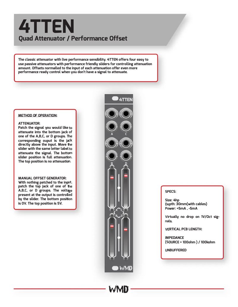 Page 1 de la notice Manuel utilisateur WMD 4TTEN