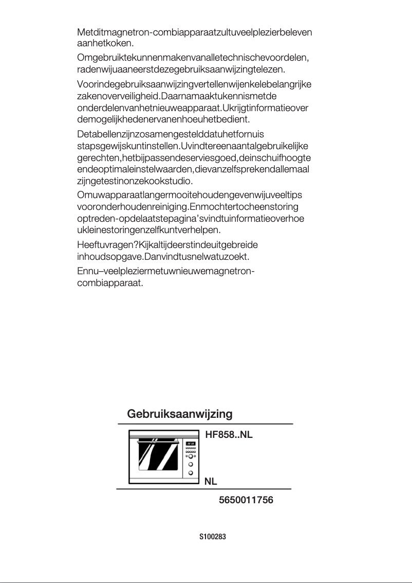 Page 1 de la notice Manuel utilisateur Siemens HF85850