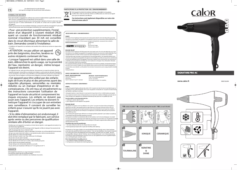 Image de la première page du manuel de l'appareil Signature Pro AC CV7812C0