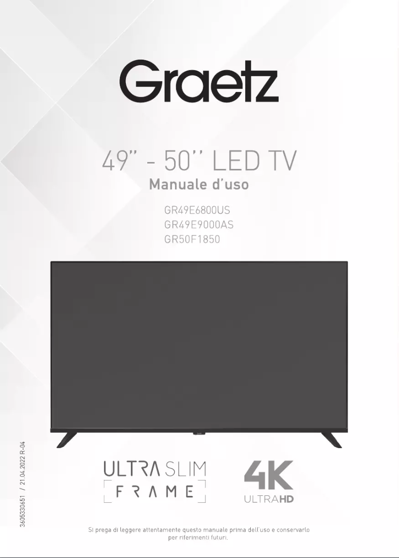 Page 1 de la notice Manuel utilisateur Graetz GR49E9000AS