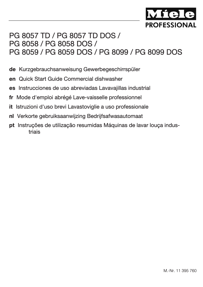 Page n°1 - Manuel utilisateur Miele PG 8099