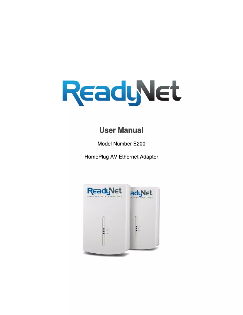 Page n°1 - Manuel utilisateur Readynet E200