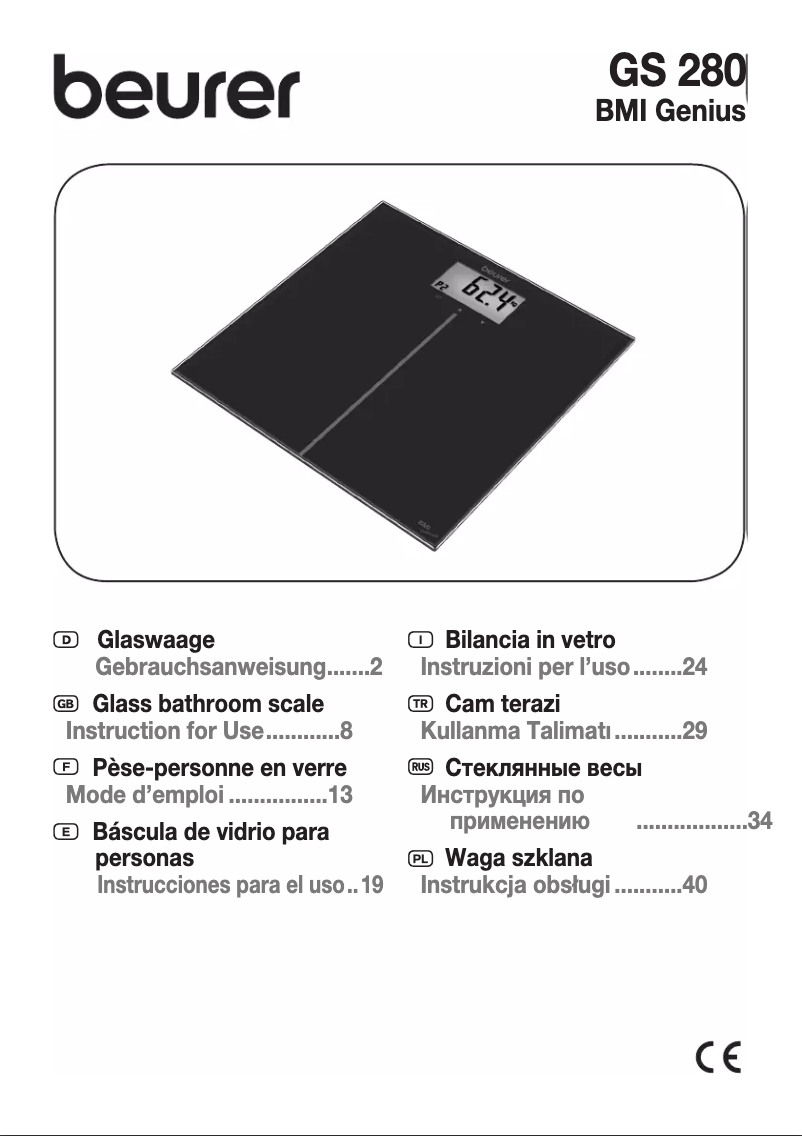 Page 1 de la notice Manuel utilisateur Beurer GS 280 BMI Genius