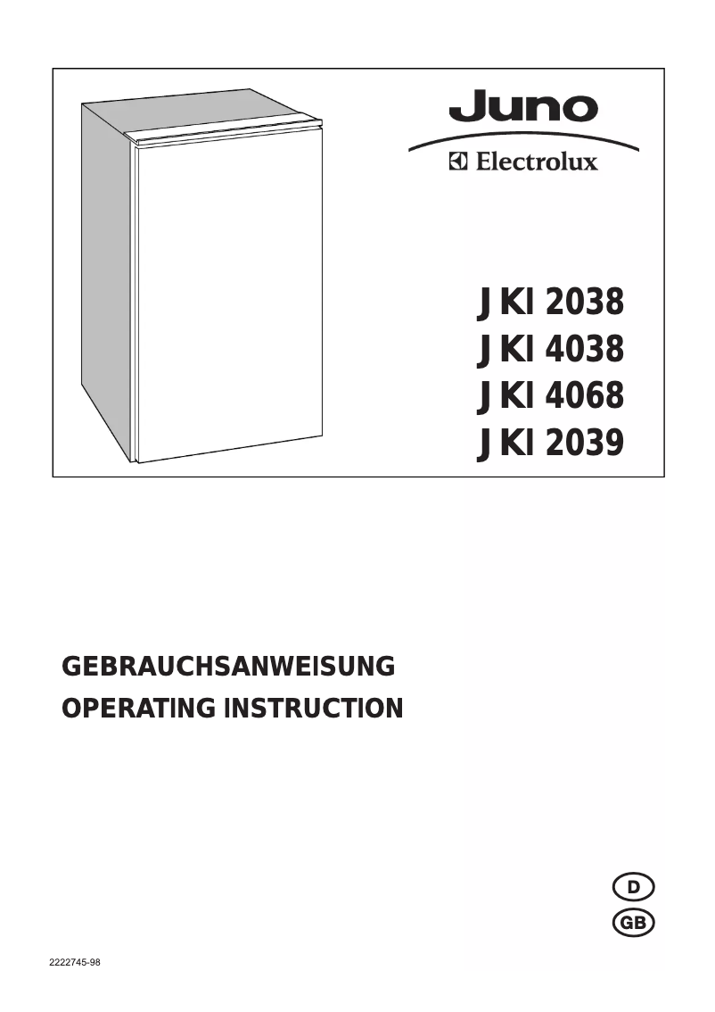 Page 1 de la notice Manuel utilisateur Juno Electrolux JKI2039
