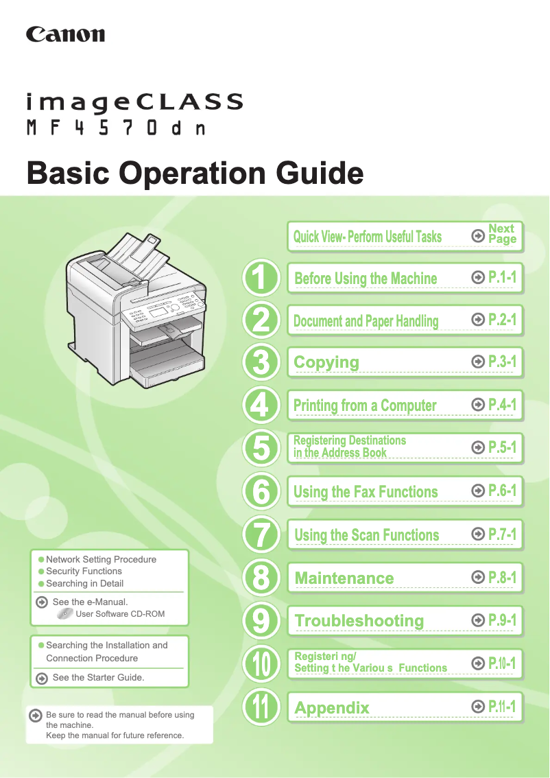 Page 1 de la notice Manuel utilisateur Canon imageClass MF4570dn