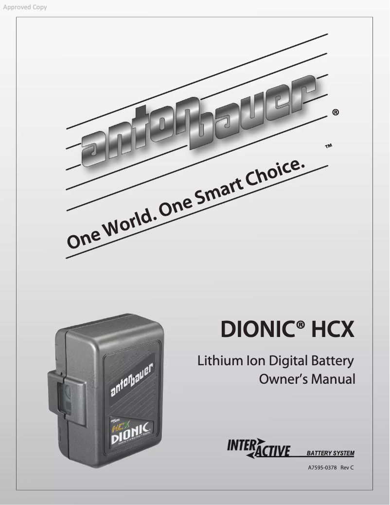 Page 1 de la notice Manuel utilisateur Anton/Bauer DIONIC HCX