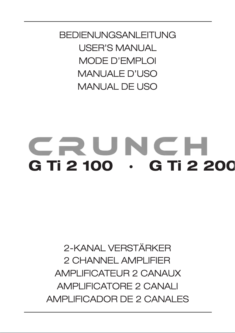 Page n°1 - Manuel utilisateur Crunch GTi2100