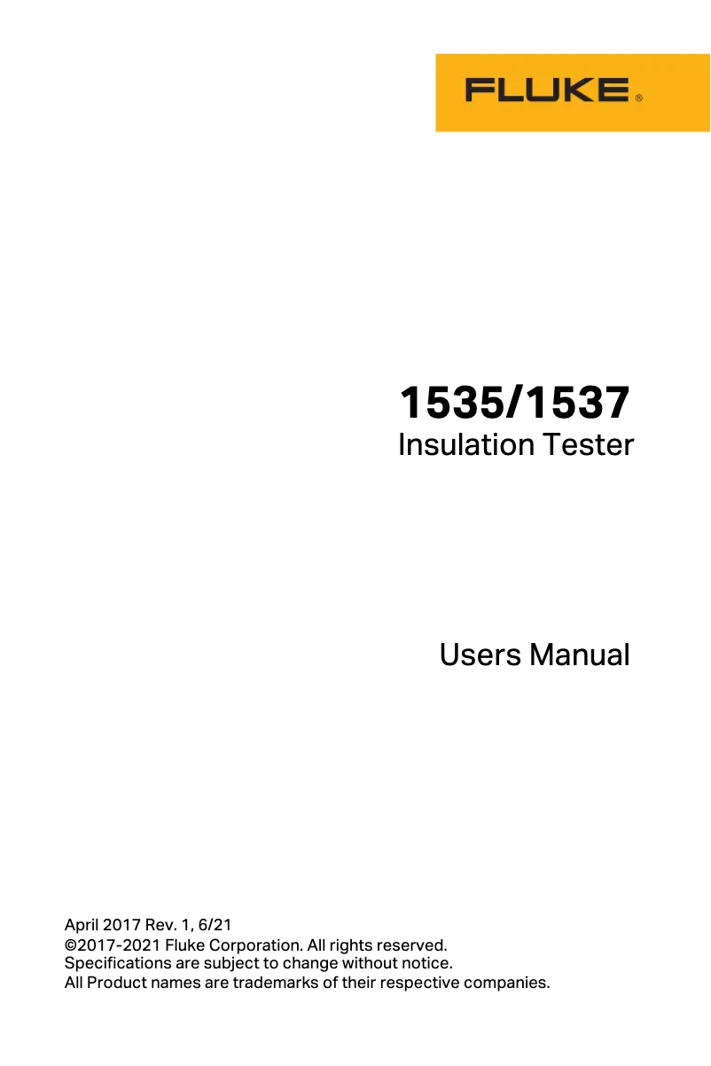 Page n°1 - Manuel utilisateur Fluke 1535