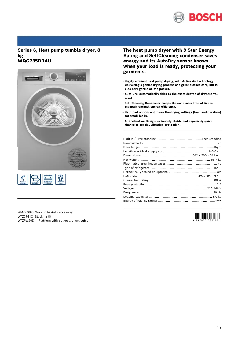 Image de la première page du manuel de l'appareil WQG235DRAU