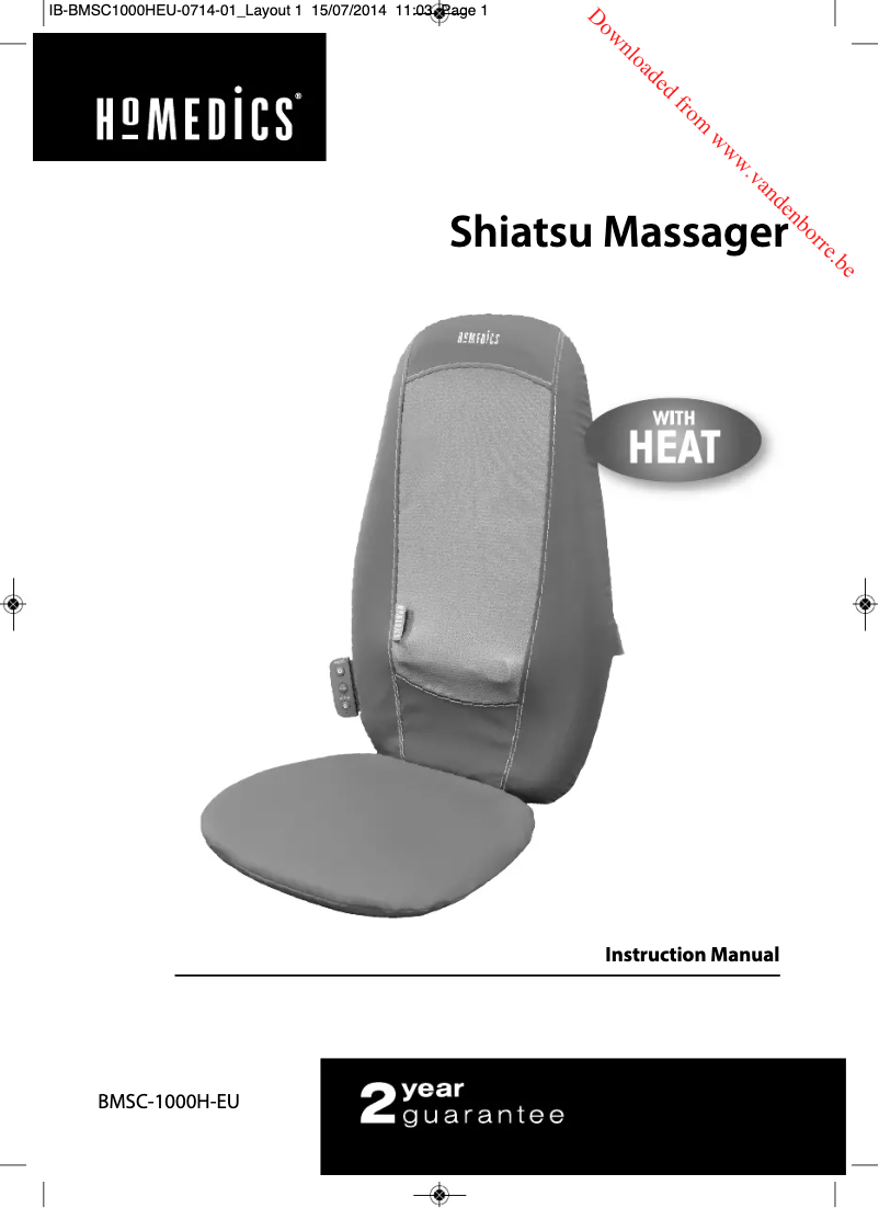 Page n°1 - Manuel utilisateur Homedics BMSC-1000H-EU
