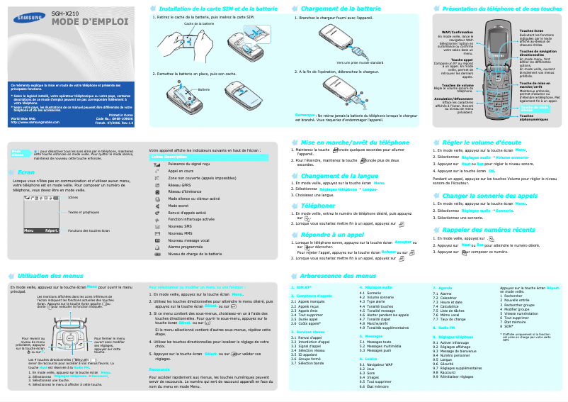 Image de la première page du manuel de l'appareil SGH-X210