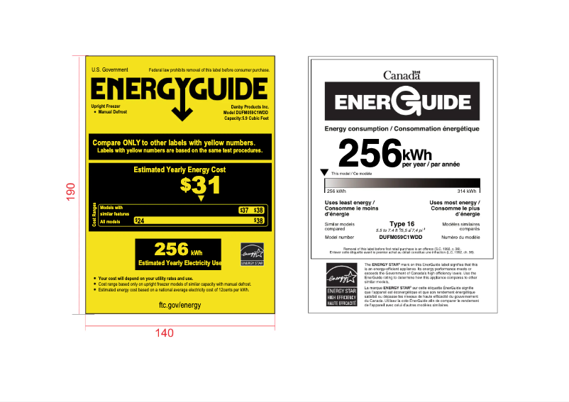 Page n°1 - Label énergétique Danby DUFM059C1WDD