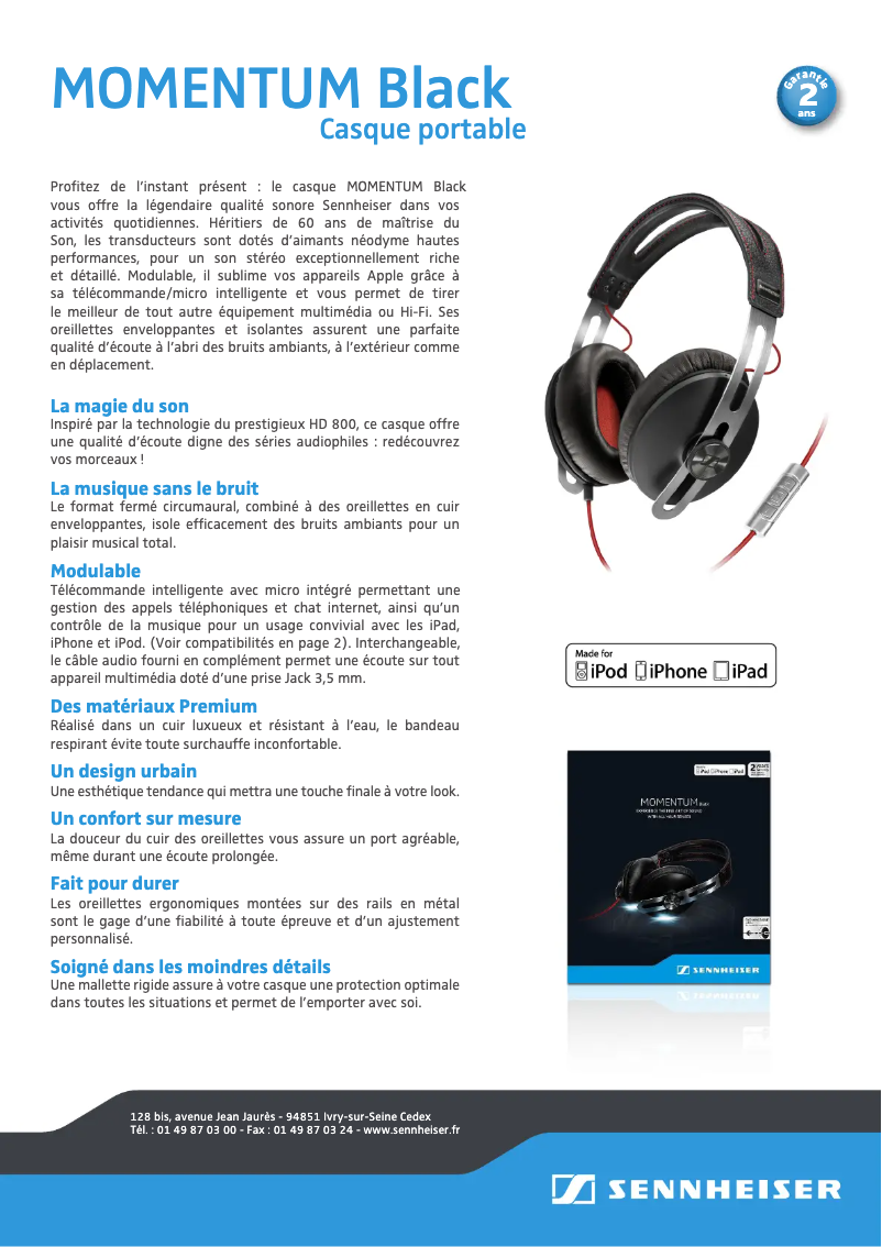 Page n°1 - Fiche technique Sennheiser Momentum