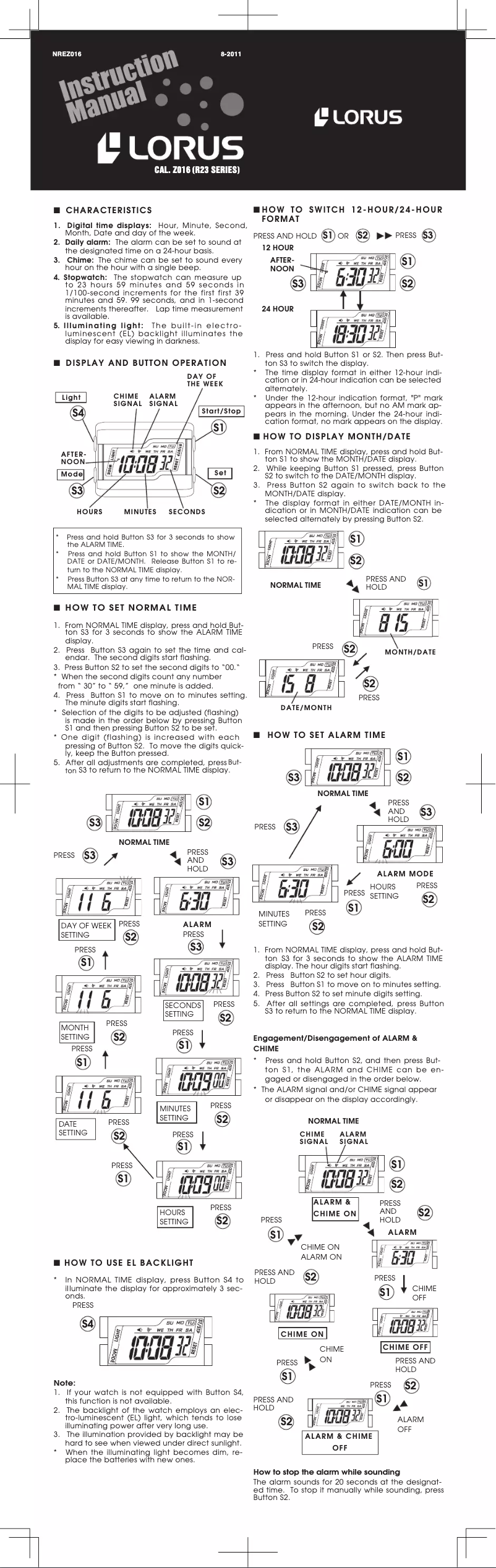 Página 1 del manual Manual de usuario Lorus Z016
