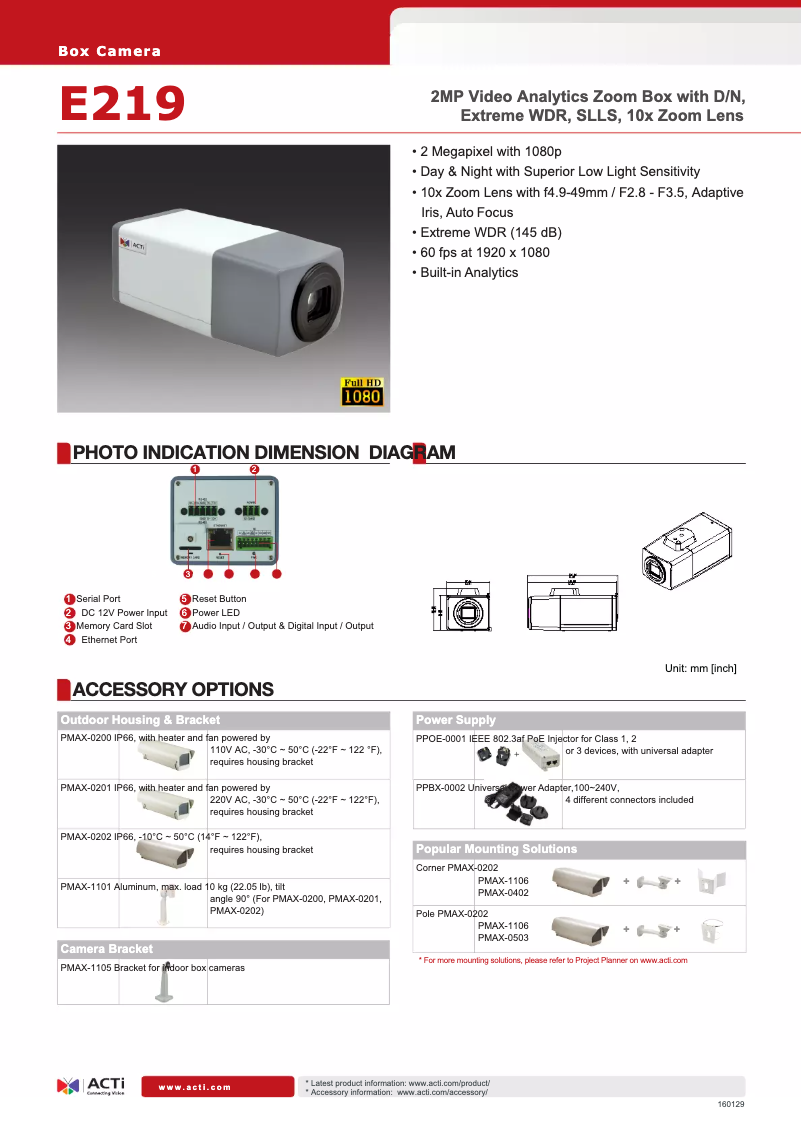 Page 1 de la notice Brochure ACTi E219