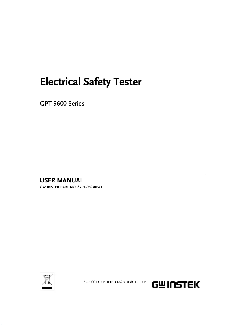 Page 1 de la notice Manuel utilisateur GW Instek GPT-9602