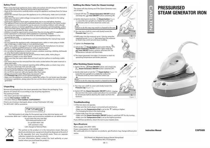 Page n°1 - Manuel utilisateur Carlton C35PSG09