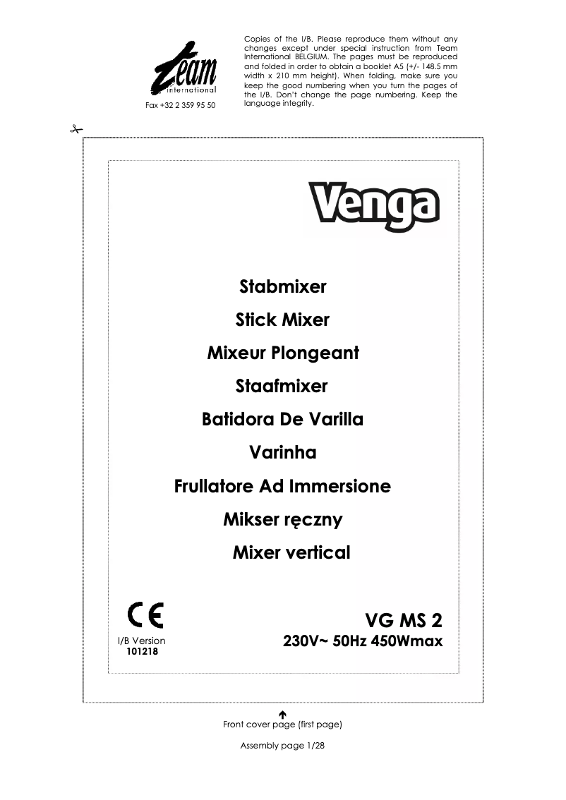 Página 1 del manual Manual de usuario Venga VG MS 2