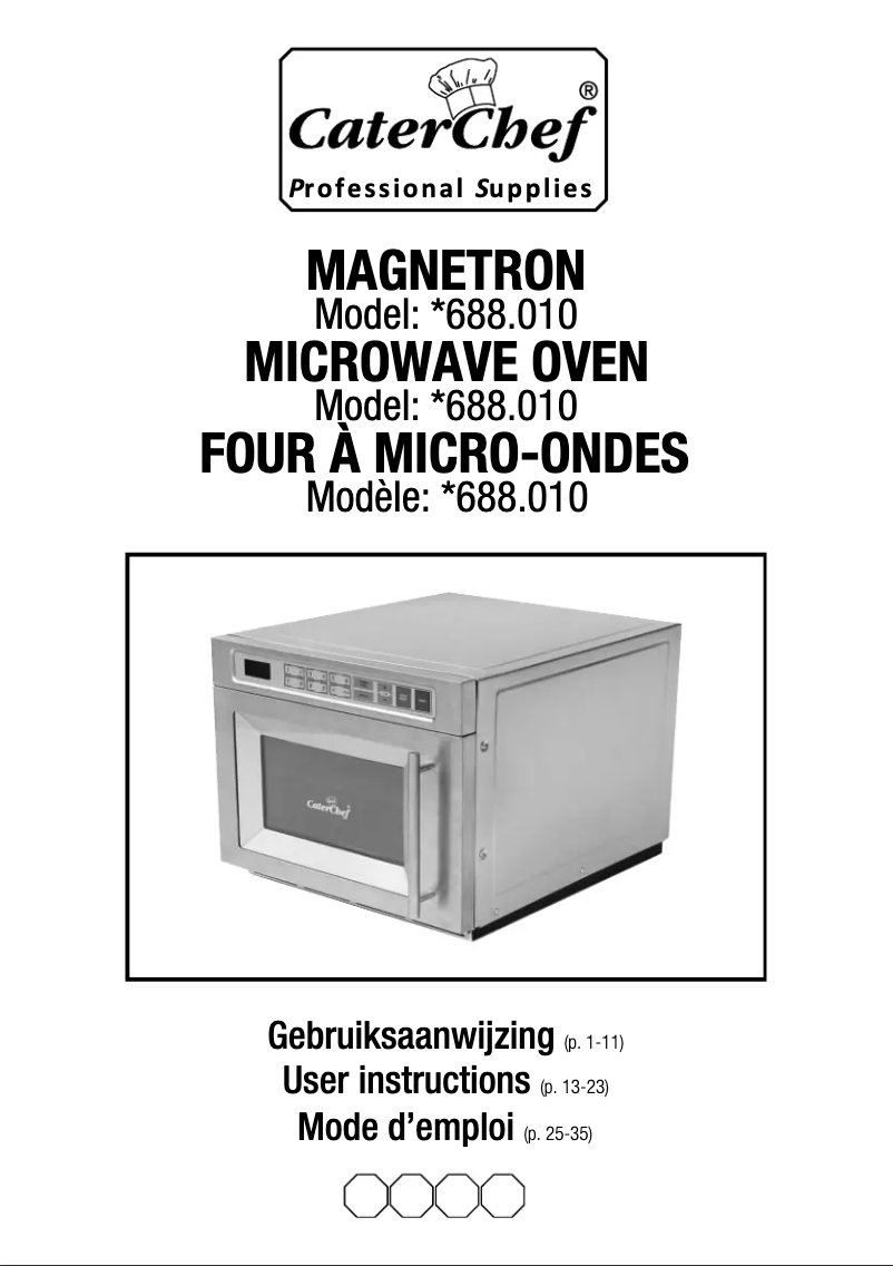 Page 1 de la notice Manuel utilisateur CaterChef 688.010