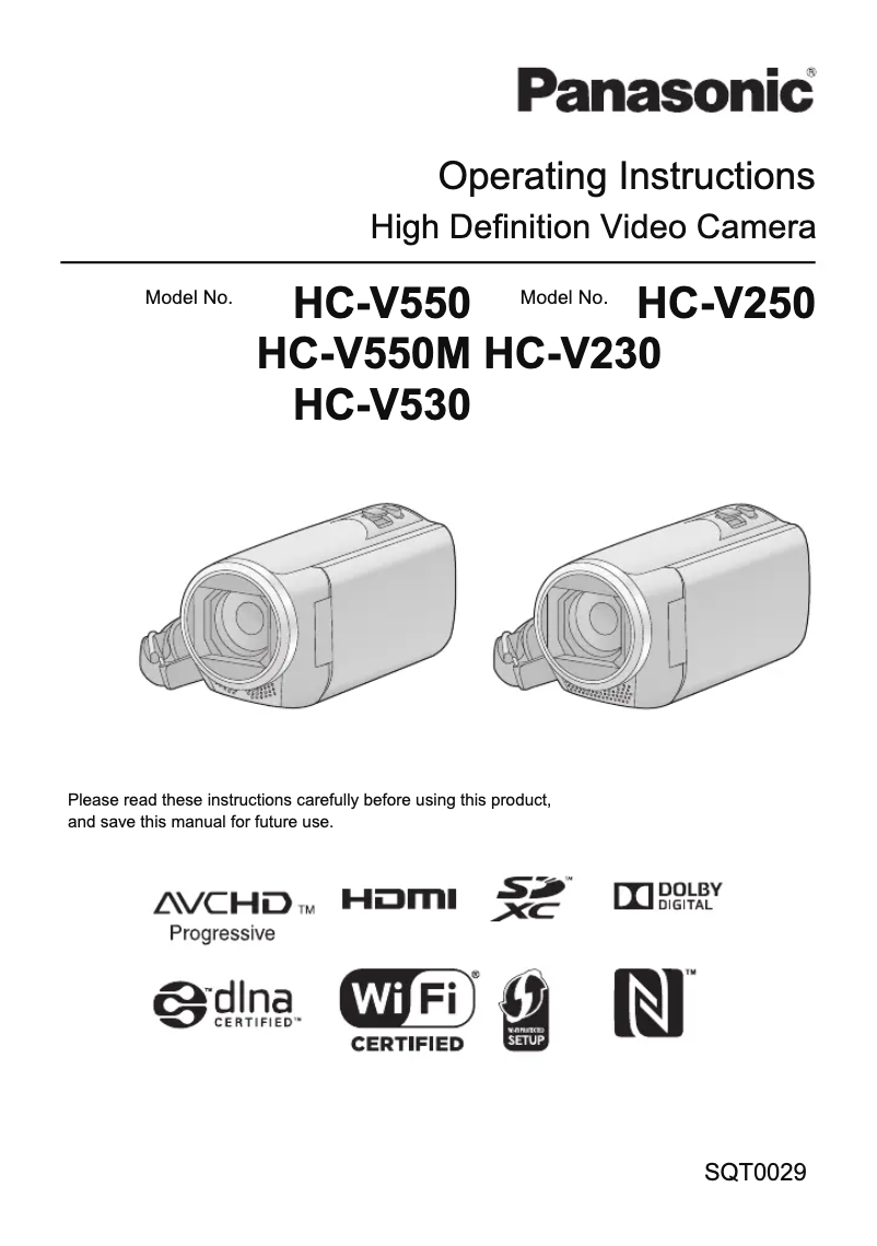 Image de la première page du manuel de l'appareil HC-V550M