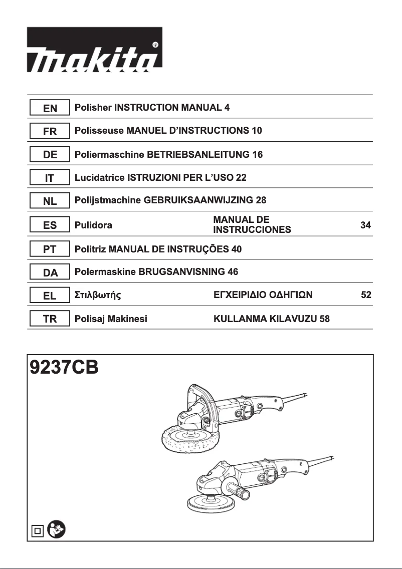 Page 1 de la notice Manuel utilisateur Makita 9237CB