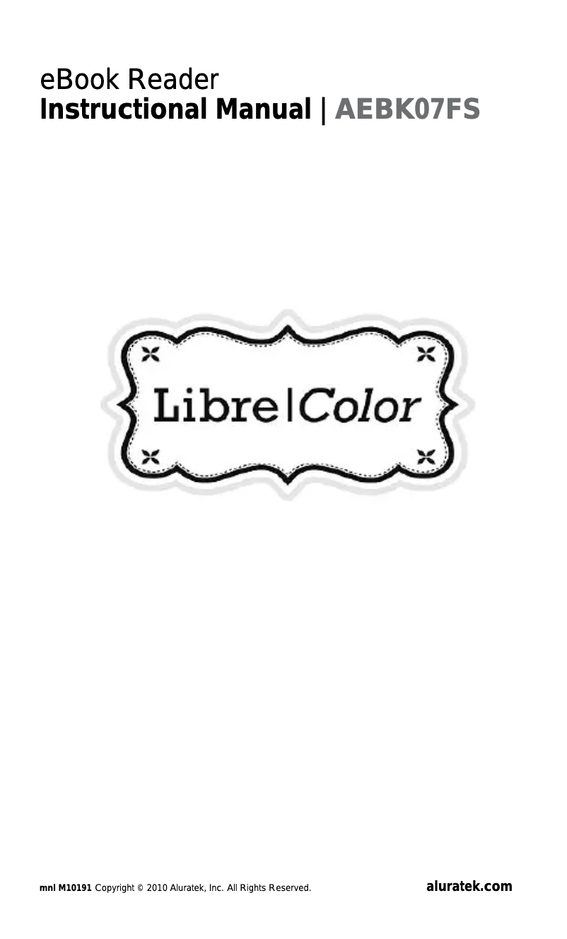 Page n°1 - Manuel utilisateur Aluratek Libre-Color AEBK07FS