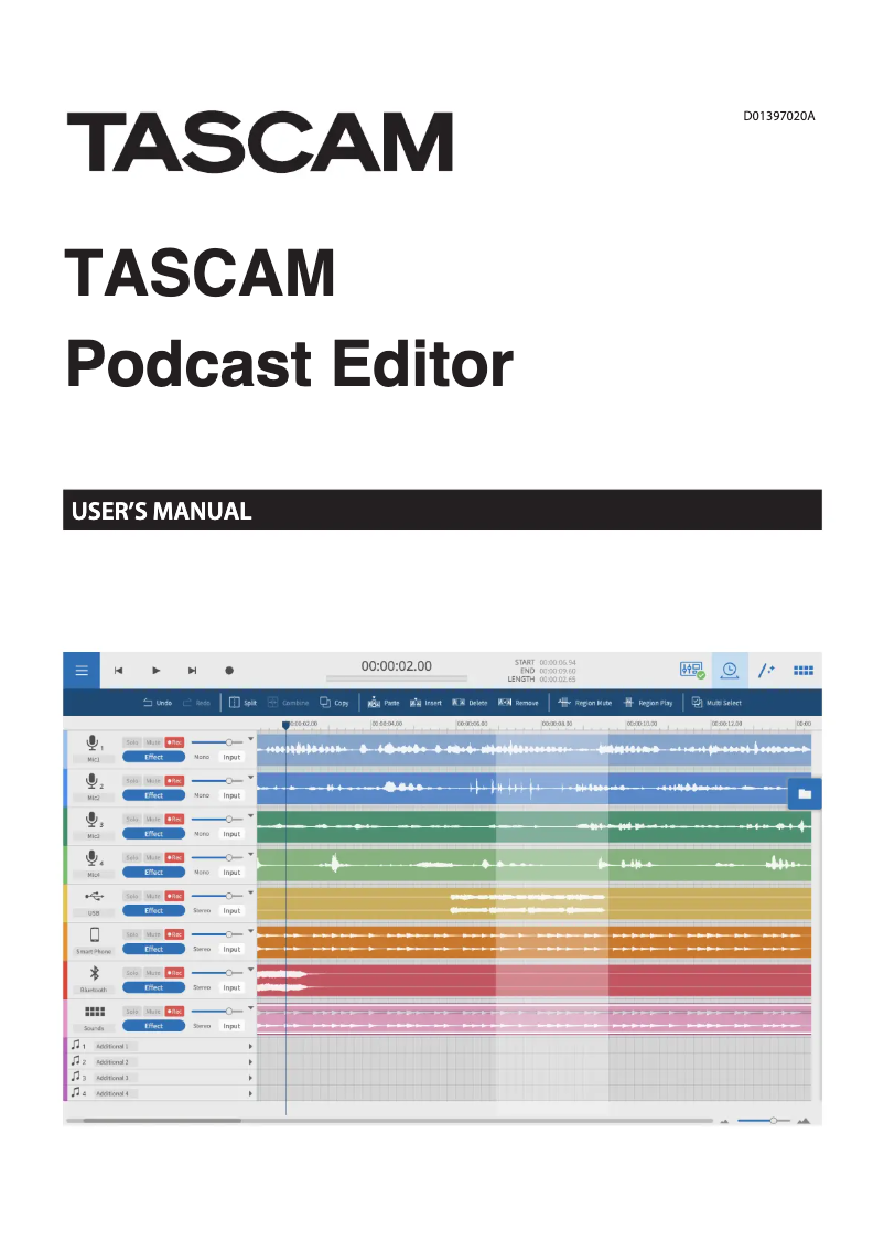 Imagen de la primera página del manual del dispositivo Podcast Editor