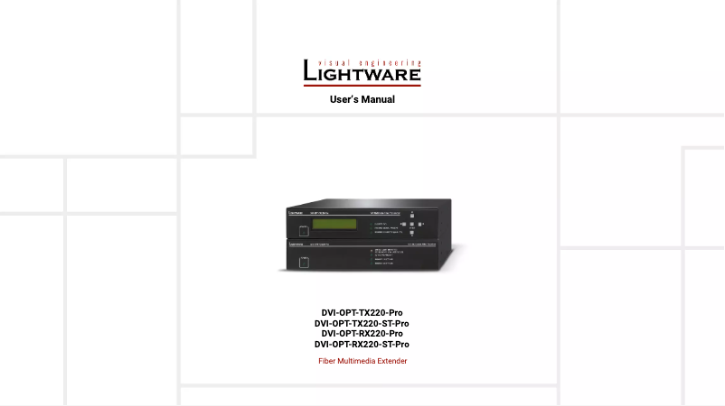 Page 1 de la notice Manuel utilisateur Lightware DVI-OPT-TX220-PRO