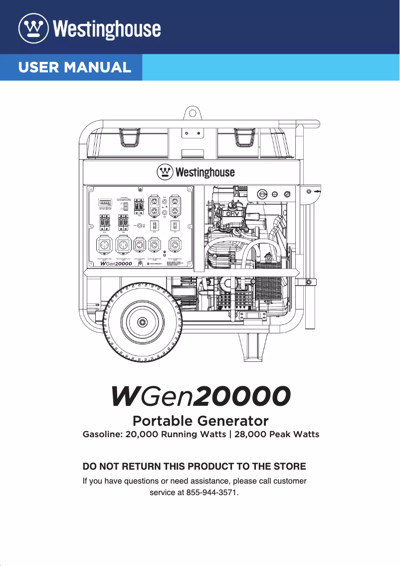 Page n°1 - Manuel utilisateur Westinghouse WGen20000
