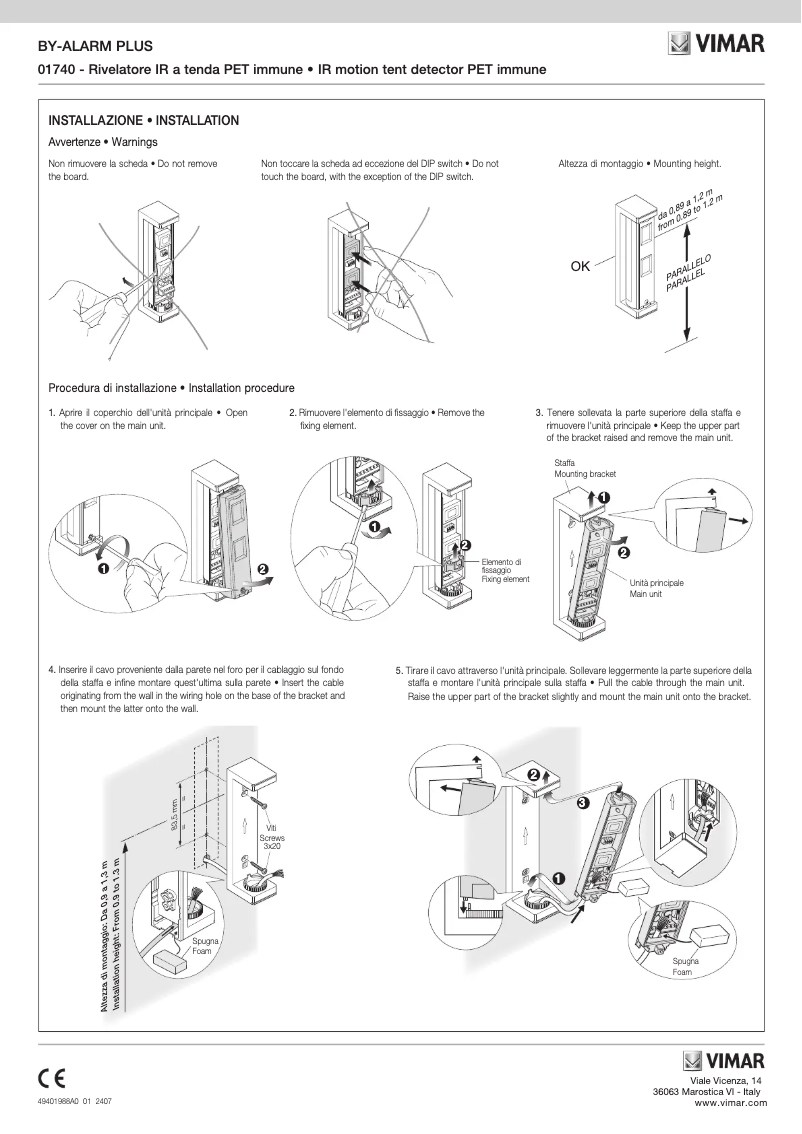 Page 1 de la notice Instructions / montage Vimar 01740