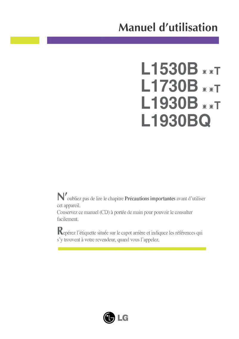 Image de la première page du manuel de l'appareil L1730BSNT