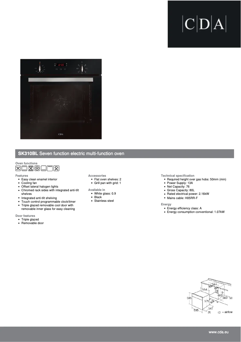 Page n°1 - Fiche technique CDA SK310BL