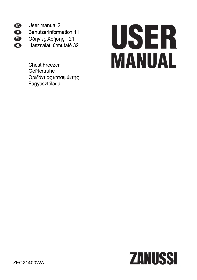 Image de la première page du manuel de l'appareil ZFC21400