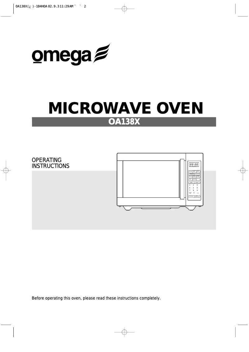 Page n°1 - Manuel utilisateur Omega OA138X
