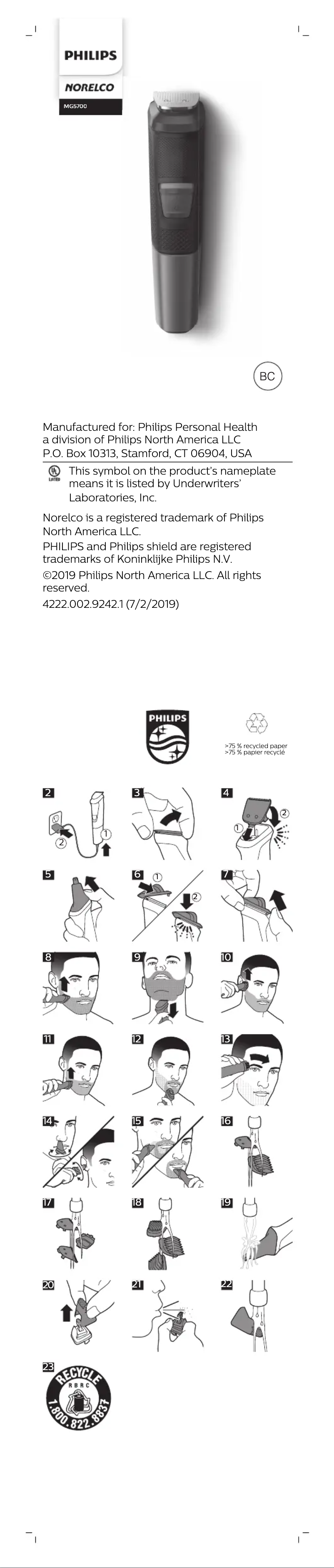 Page n°1 - Manuel utilisateur Philips Norelco MG5700