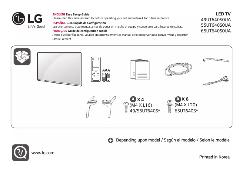 Page 1 de la notice Manuel utilisateur LG 49UT640S0UA