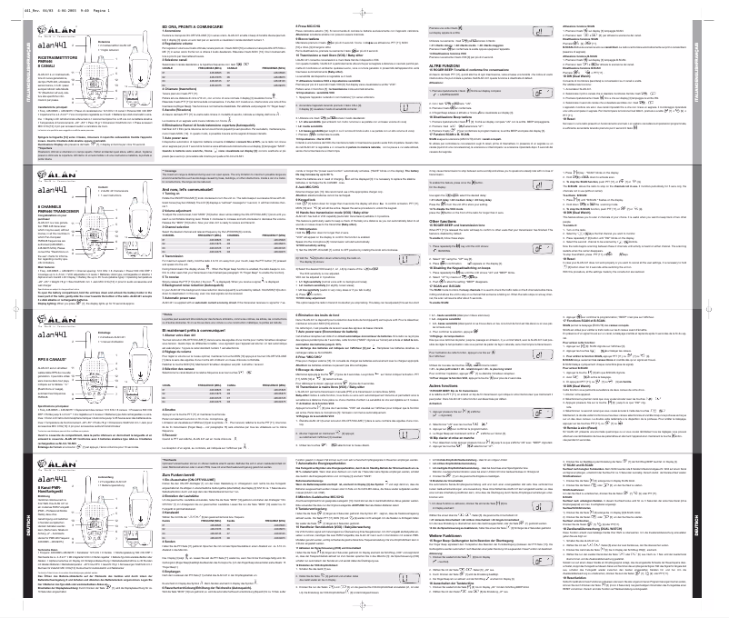 Page n°1 - Manuel utilisateur Midland ALAN 441