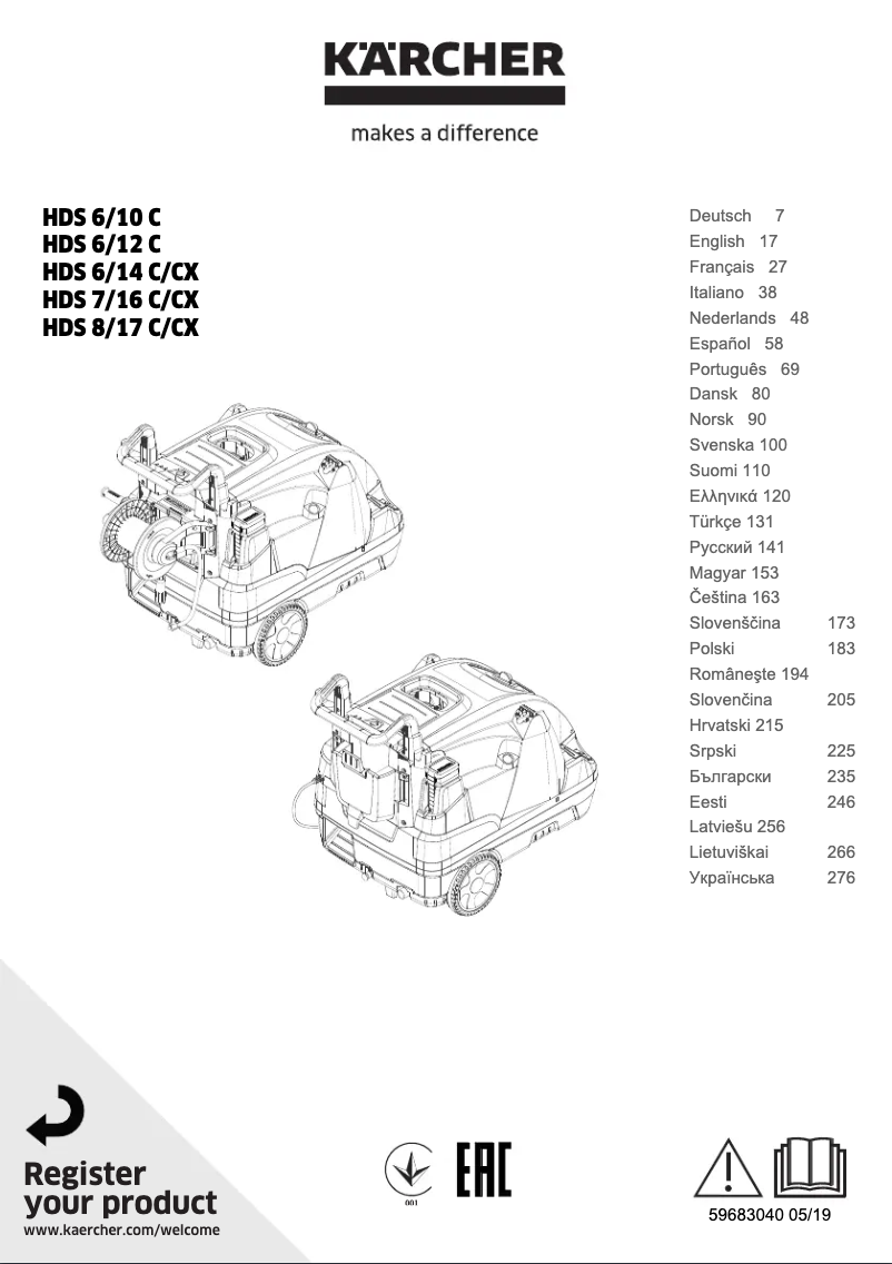 Page n°1 - Manuel utilisateur Kärcher HDS 8/17 C