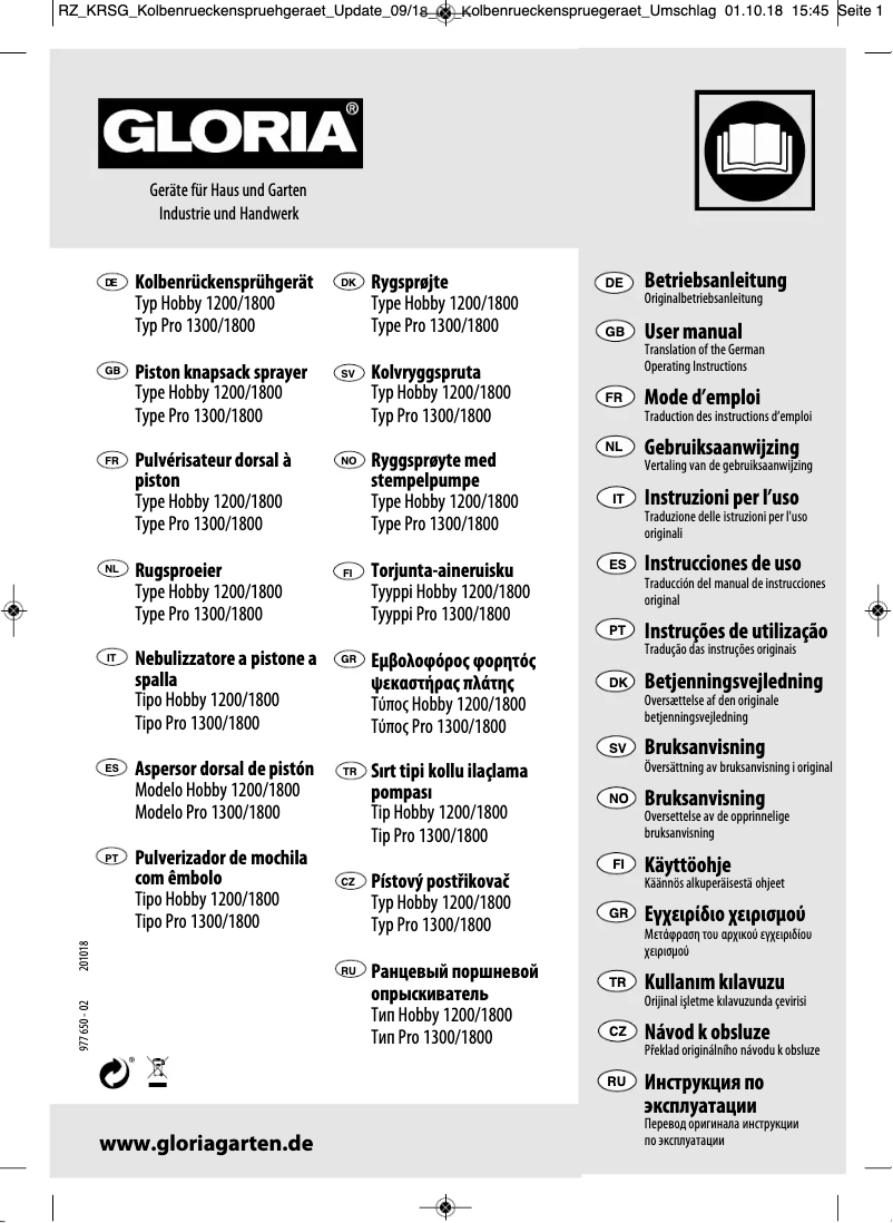 Página 1 del manual Manual de usuario GLORIA Hobby 1200